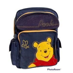 Vintage Disney Winnie the Pooh Navy Canvas and Corduroy Backpack with Tags!